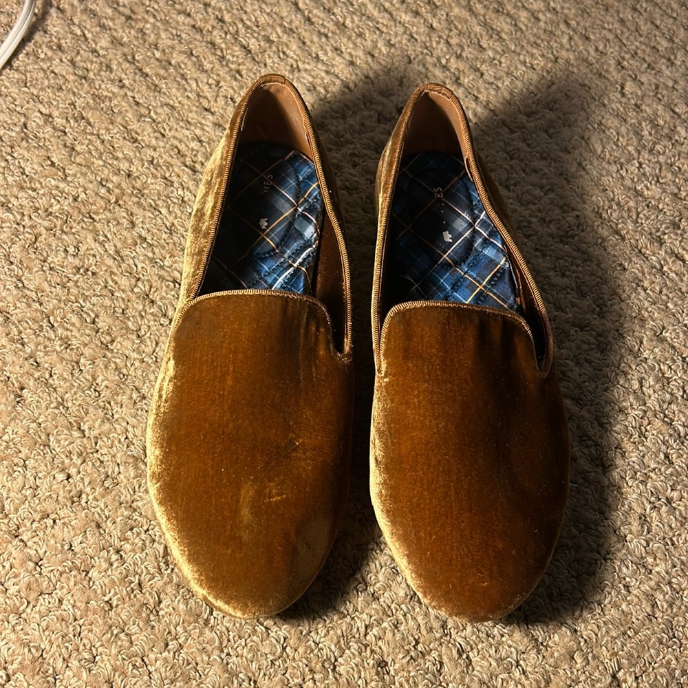 Birdies yellow gold velvet loafers